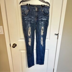 Blue Distressed Skinny Jeans